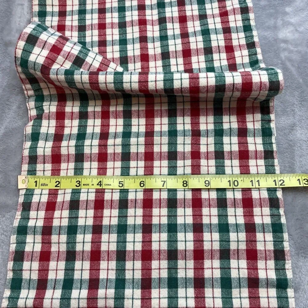 Muslin Check Table Runner Red Green Reversible‎ Farmhouse Country Xmas 12